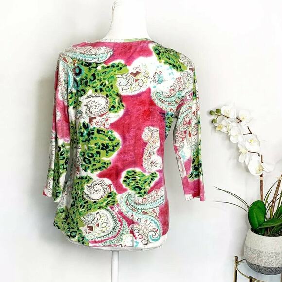 Mirror Image Women's floral Design 3/4 Sleeves Blouse Top Size large tee - Picture 5 of 10